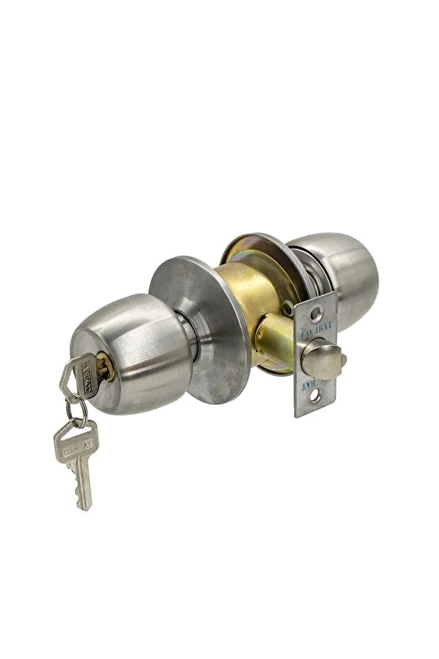 Topuzlu Kapı Kolu Kilidi Otel Tipi Kapı Kolu Kilit A Kalite Gri Saten